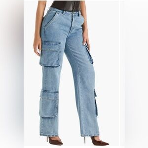 House of CB Ria Washed Utility Cargo Jeans